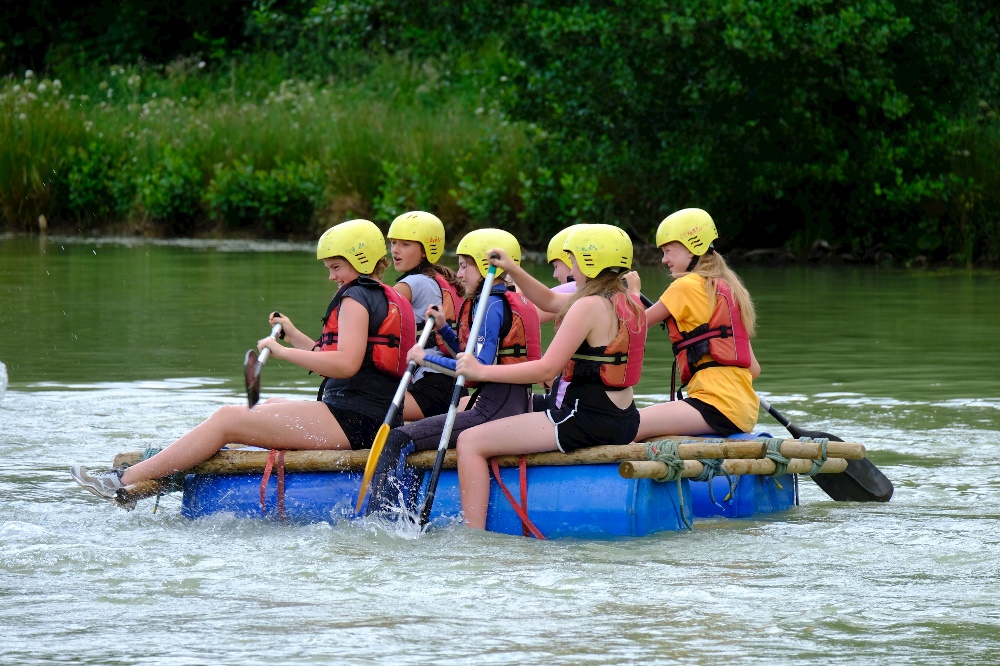 Senior pupils rafting